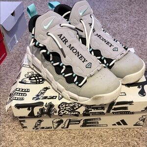 Nike Air Money Kids Sneakers - Gray and Teal